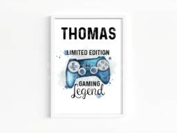 A4 Personalised Gaming Wall Art Print, Bedroom Poster, Custom Gamer Video Game Room Decor, Name Artwork - thumbnail 1