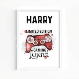 A4 Personalised Gaming Wall Art Print, Bedroom Poster, Custom Gamer Video Game Room Decor, Name Artwork - thumbnail 3