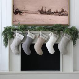 Personalized Slubbed Christmas Stocking With Tassel - Custom Name Modern Monogram Family Farmhouse Xmas - thumbnail 2