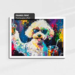 Poodle Toasting Drink Glasses Dog Pet Art Abstract Oil Painting Framed Poster Print & Canvas Wall Living Home Decor Interior Gift - thumbnail 3