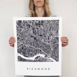 Richmond Map Watercolor Print Virginia City Block Plan - Art Print Moving Gift Wedding Graduation Vcu University Richmond Wall - thumbnail 3