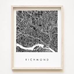 Richmond Map Watercolor Print Virginia City Block Plan - Art Print Moving Gift Wedding Graduation Vcu University Richmond Wall - thumbnail 1