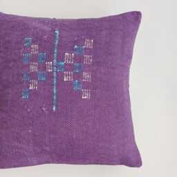 Moroccan Cactus Silk Cushion Cover, Handmade Sabra Throw Pillow, Purple Cushion, Scatter 16''x16''/40x40 cm - thumbnail 2