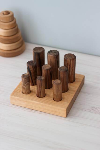 Wooden Sorting Puzzle Montessori Fidget Peg Sorter, Educational Toddler Toys For 1 Year Old, Learning Stacking Toy, Gift From Ukraine - image 1