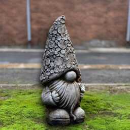 Concrete Gnome With Flower Statue Stone Sculpture Handcrafted Elf Ornament Cement Fairy Garden Gift Outdoor & Indoor Decor - thumbnail 3