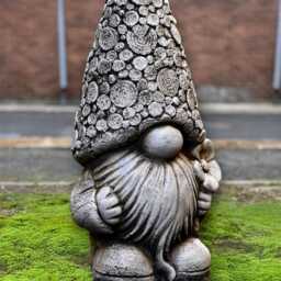 Concrete Gnome With Flower Statue Stone Sculpture Handcrafted Elf Ornament Cement Fairy Garden Gift Outdoor & Indoor Decor - thumbnail 4
