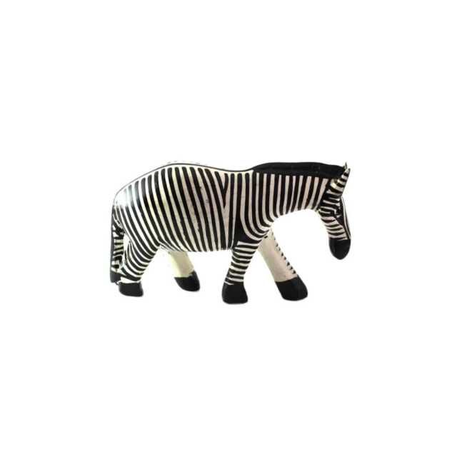 Handmade Wooden Zebra Figurine African Safari Decor - image 1