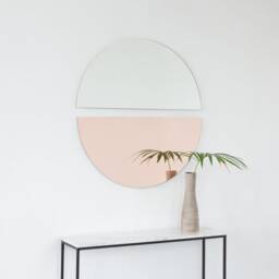 Set Of 2 Luna??? Half-Moon Mixed Tinted Silver + Rose Gold Round Frameless Mirrors - thumbnail 2