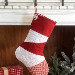 Personalized Quilted Christmas Stocking, Patchwork Design, Farmhouse Decor - thumbnail 3
