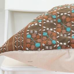 Tribal Embroidery Hand Woven Striped Natural Dye Color Pillow Cover - thumbnail 3