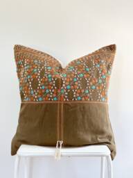 Tribal Embroidery Hand Woven Striped Natural Dye Color Pillow Cover - thumbnail 1