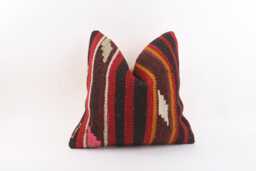 Handwoven Wool Kilim Pillow Cover, Turkish Home Decor - 16x16 - thumbnail 1