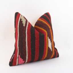 Handwoven Wool Kilim Pillow Cover, Turkish Home Decor - 16x16 - thumbnail 3