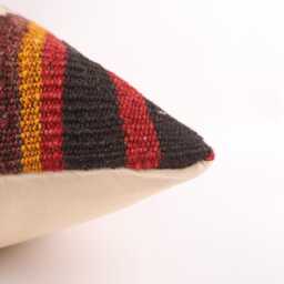 Handwoven Wool Kilim Pillow Cover, Turkish Home Decor - 16x16 - thumbnail 4