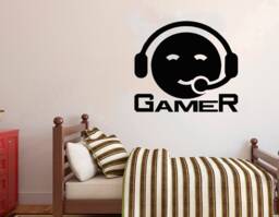 Gamer Wall Decal Video Game Controller, Gaming Room Decor 2919 - thumbnail 1