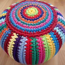 stuffed Crochet Pouf/Poof/Ottoman/Footstool/Home Decor/Pillow/Bean Bag/Floor Cushion - thumbnail 4