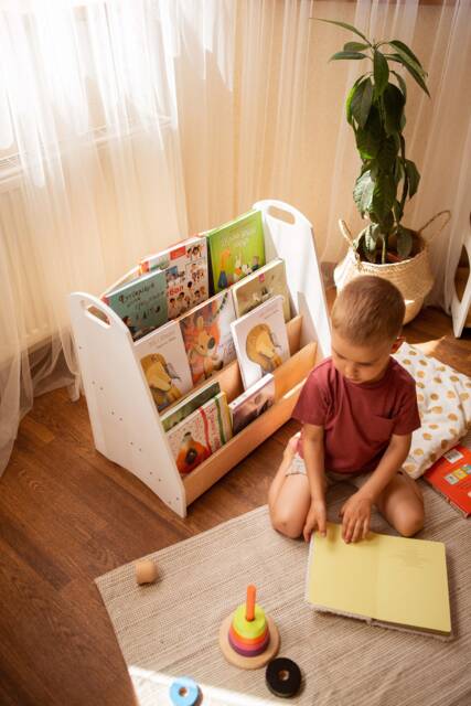 Large Montessori Bookshelf, Furniture, Kids Boocase, Baby Book Shelf, Wood Storage, Nursery Shelves - image 1