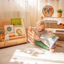 Large Montessori Bookshelf, Furniture, Kids Boocase, Baby Book Shelf, Wood Storage, Nursery Shelves - thumbnail 2