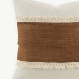Hill Tribe Hemp Throw Pillow - Brown Stripe With Tassel Fringe - 20x20 - thumbnail 2