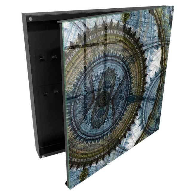 Geometric Mandala Key Cabinet For Home, Blue Box Wall, Abstraction, Lovers Of Details & Geometry - image 1