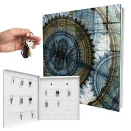 Geometric Mandala Key Cabinet For Home, Blue Box Wall, Abstraction, Lovers Of Details & Geometry - thumbnail 2