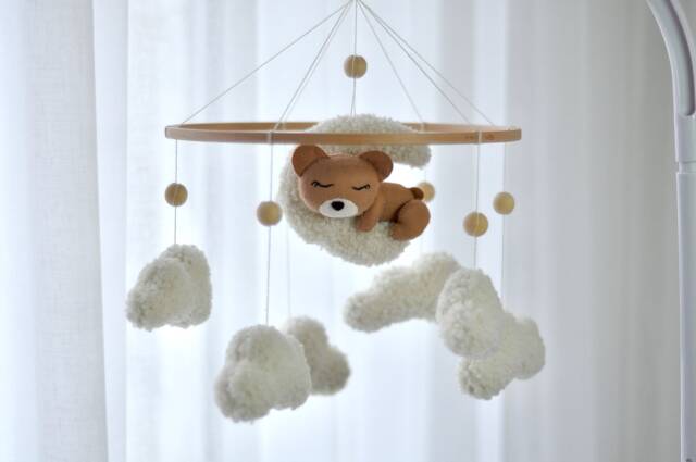 "Baby Mobile ""Sleeping Bear in The Clouds" - image 1