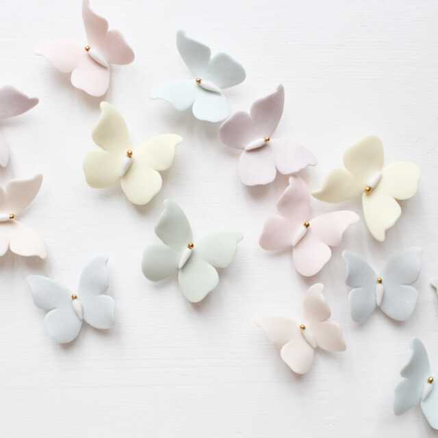Little Rainbow Wall Art Of 14 Porcelain & 24K Gold Butterflies - image 1
