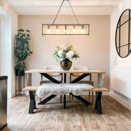 Set Live Edge Solid Oak 1 X Dining Table-star Frame Legs Bench - Chunky X + 2 Chairs Rocco - thumbnail 3