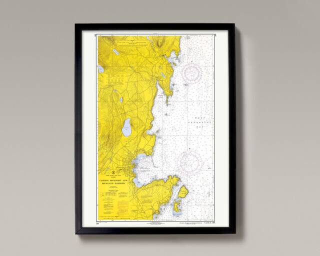 Camden Harbour Maine Vintage Nautical Chart Art Print - image 1