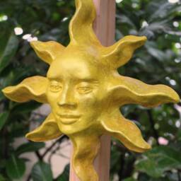 Handmade Gold Sun Face, Garden Art Sculpture For Home, Yard, Patio, Gift, Collectible, Indoor Or Outdoor - thumbnail 4