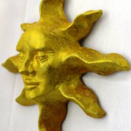 Handmade Gold Sun Face, Garden Art Sculpture For Home, Yard, Patio, Gift, Collectible, Indoor Or Outdoor - thumbnail 3
