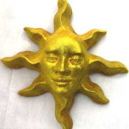 Handmade Gold Sun Face, Garden Art Sculpture For Home, Yard, Patio, Gift, Collectible, Indoor Or Outdoor - thumbnail 2