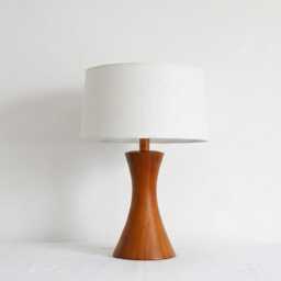Table Lamp - Modern Wooden Hourglass With Beige Linen Shade - Scandinavian Minimal Accent Lighting For Cozy Interiors Design Lamp - thumbnail 2
