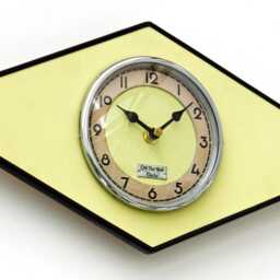 Retro Yellow Wall Clock - 39cm New Handmade Wooden Atomic Style Mid Century Vintage French Gift Off The Clocks - thumbnail 2