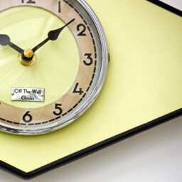 Retro Yellow Wall Clock - 39cm New Handmade Wooden Atomic Style Mid Century Vintage French Gift Off The Clocks - thumbnail 4