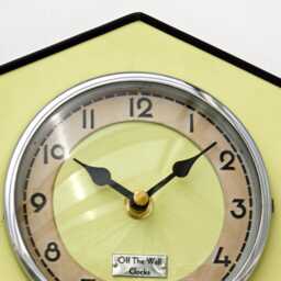 Retro Yellow Wall Clock - 39cm New Handmade Wooden Atomic Style Mid Century Vintage French Gift Off The Clocks - thumbnail 3