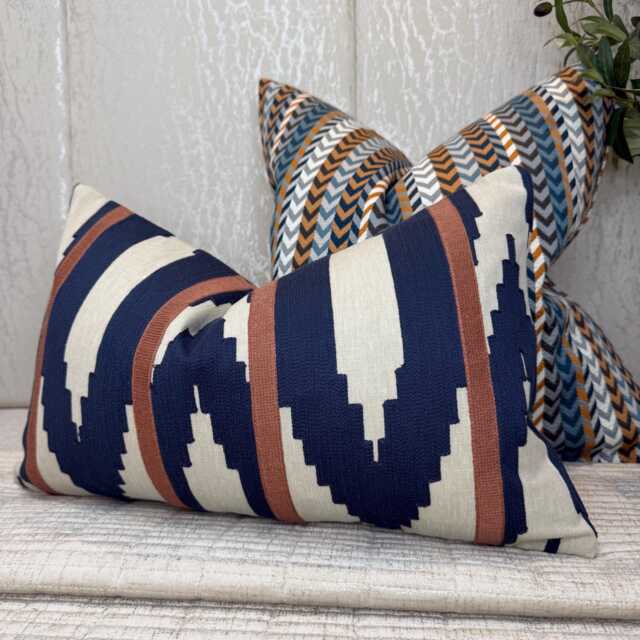 Abstract Lumbar Pillow Cover 12??20 Blue Natural Rectangle Cushion Paz Fabric - image 1