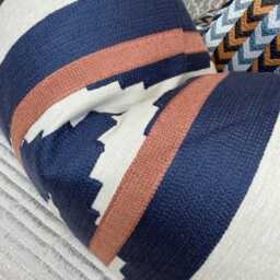 Abstract Lumbar Pillow Cover 12??20 Blue Natural Rectangle Cushion Paz Fabric - thumbnail 4