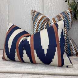 Abstract Lumbar Pillow Cover 12??20 Blue Natural Rectangle Cushion Paz Fabric