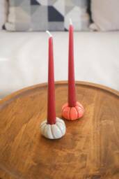 Pumpkin Candlestick Stand Handmade Ceramic Candle Holder Fall Decoration Halloween Decor - thumbnail 1