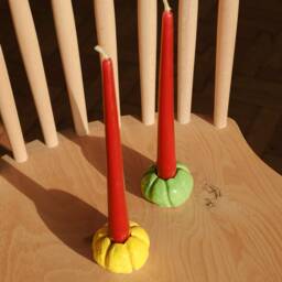 Pumpkin Candlestick Stand Handmade Ceramic Candle Holder Fall Decoration Halloween Decor - thumbnail 3