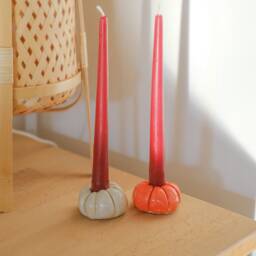 Pumpkin Candlestick Stand Handmade Ceramic Candle Holder Fall Decoration Halloween Decor - thumbnail 2