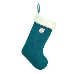 Harris Tweed Luxury Christmas Stocking - Teal & Turquoise Herringbone