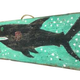 Shark Decor Beach Personalize Original Art Ooak Shabby Chic Surf Reclaimed Wood Mangoseed - thumbnail 2