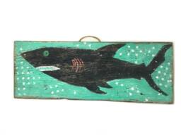 Shark Decor Beach Personalize Original Art Ooak Shabby Chic Surf Reclaimed Wood Mangoseed