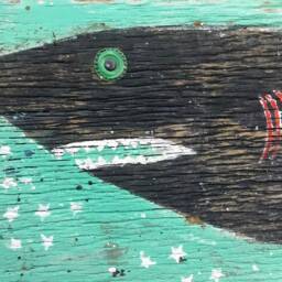 Shark Decor Beach Personalize Original Art Ooak Shabby Chic Surf Reclaimed Wood Mangoseed - thumbnail 3