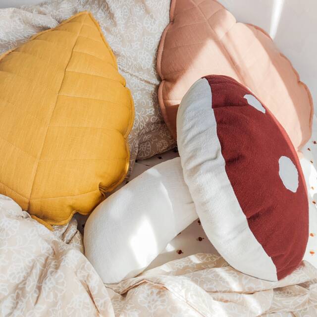 Toadstool-Shaped Cushion Linen Mushroom Decoration - Forest Home Accent - image 1