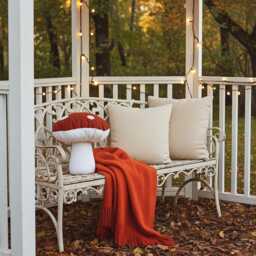 Toadstool-Shaped Cushion Linen Mushroom Decoration - Forest Home Accent - thumbnail 2