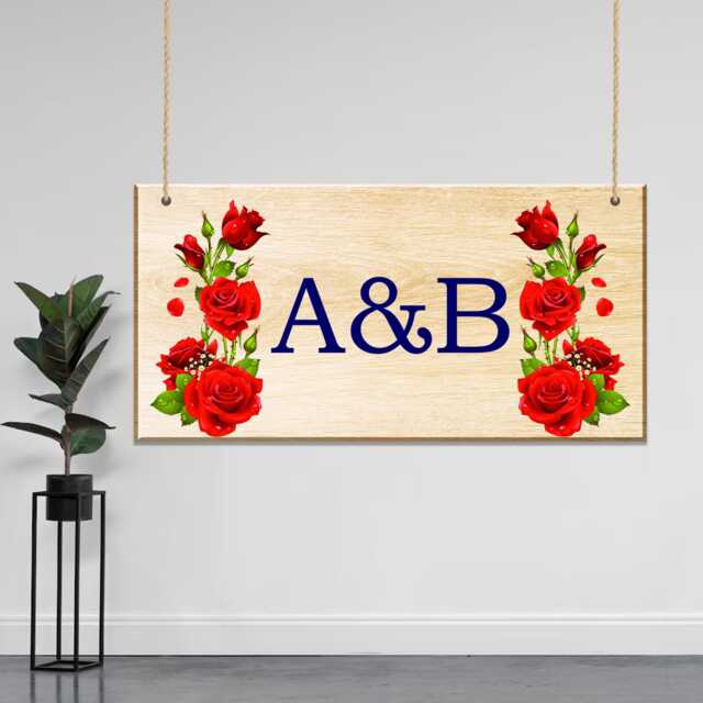 Custom Hanging Wooden Sign, Personalised Plaque For Door Or Wall, Rustic Home Decor, Floral Design Garden - image 1