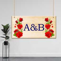 Custom Hanging Wooden Sign, Personalised Plaque For Door Or Wall, Rustic Home Decor, Floral Design Garden - thumbnail 1